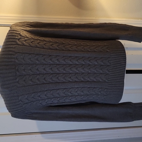 Lauren By Ralph Lauren Grey Cable Knit Crew Neck Cotton Sweater. - Picture 4 of 8